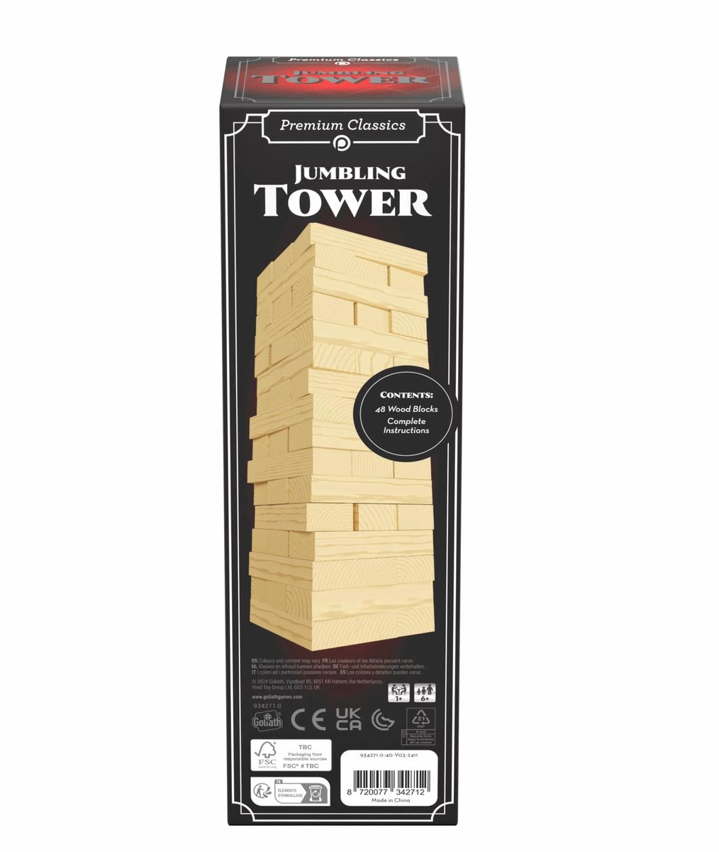 Jumbling Tower wooden blocks and classic stacking tower box