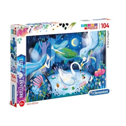 Fairy Night 500-piece jigsaw puzzle with swan and moon scene