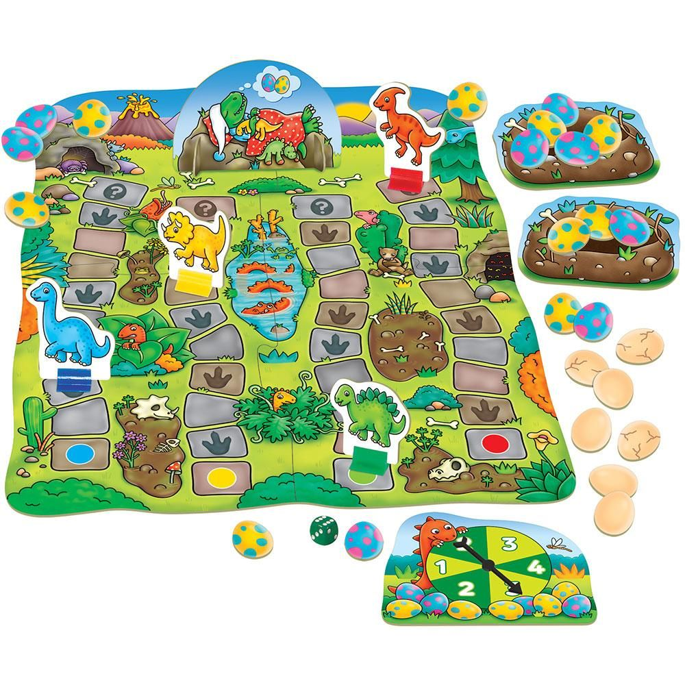 Dino-Snore-Us game board and pieces