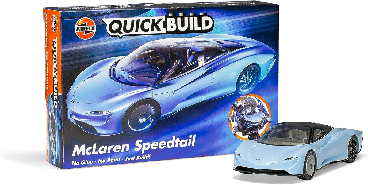 Airfix QuickBuild McLaren Speedtail box and model