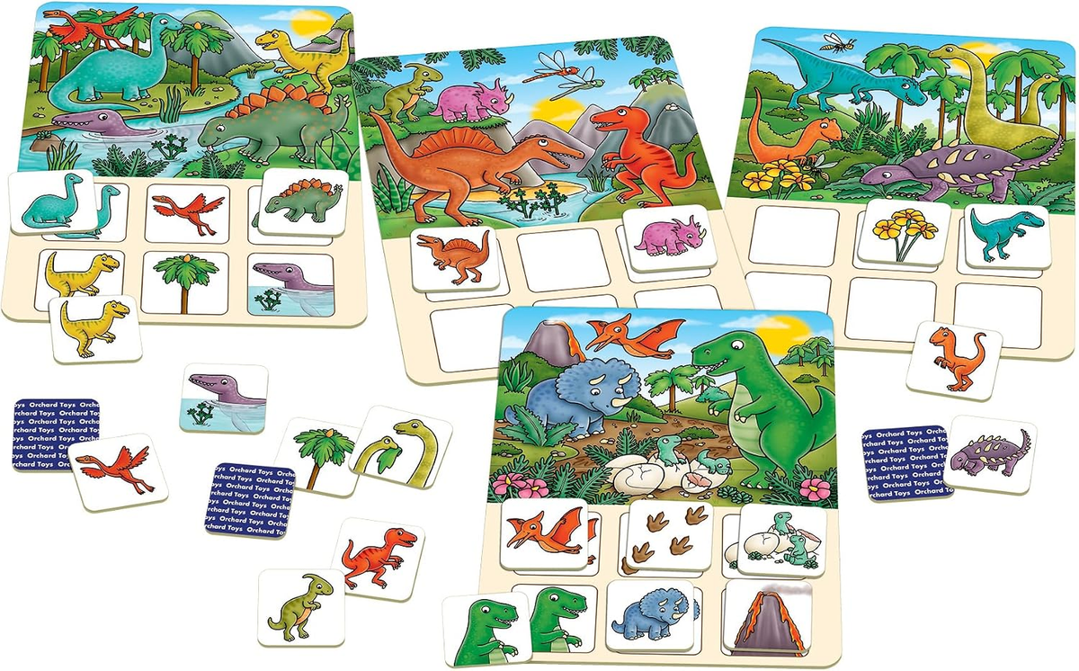 Dinosaur Lotto game boards and matching cards
