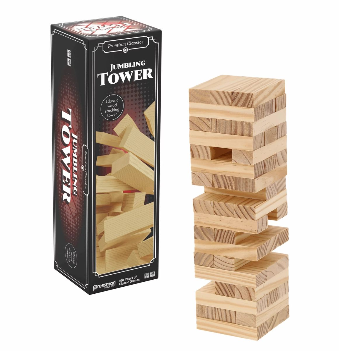 Jumbling Tower classic wooden stacking game with box