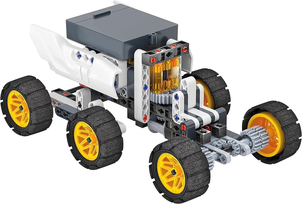 Rear view of the built Clementoni Mars Rover model