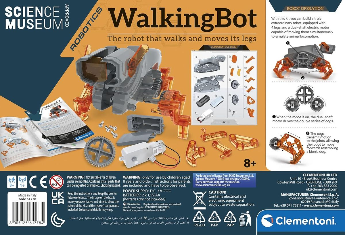 Clementoni WalkingBot robotics STEM kit and parts
