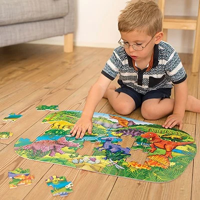 Big Dinosaurs puzzle being assembled