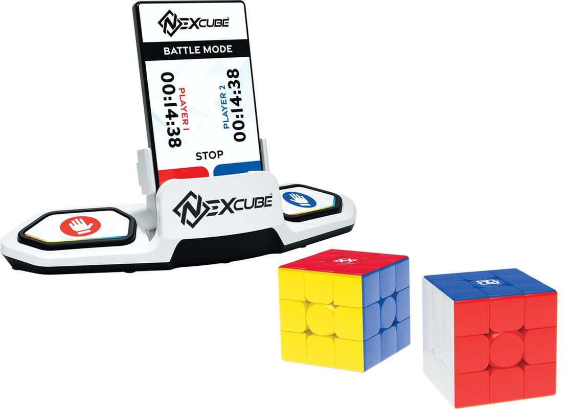 NexCube Battle Mode timer with two 3x3 speed cubes