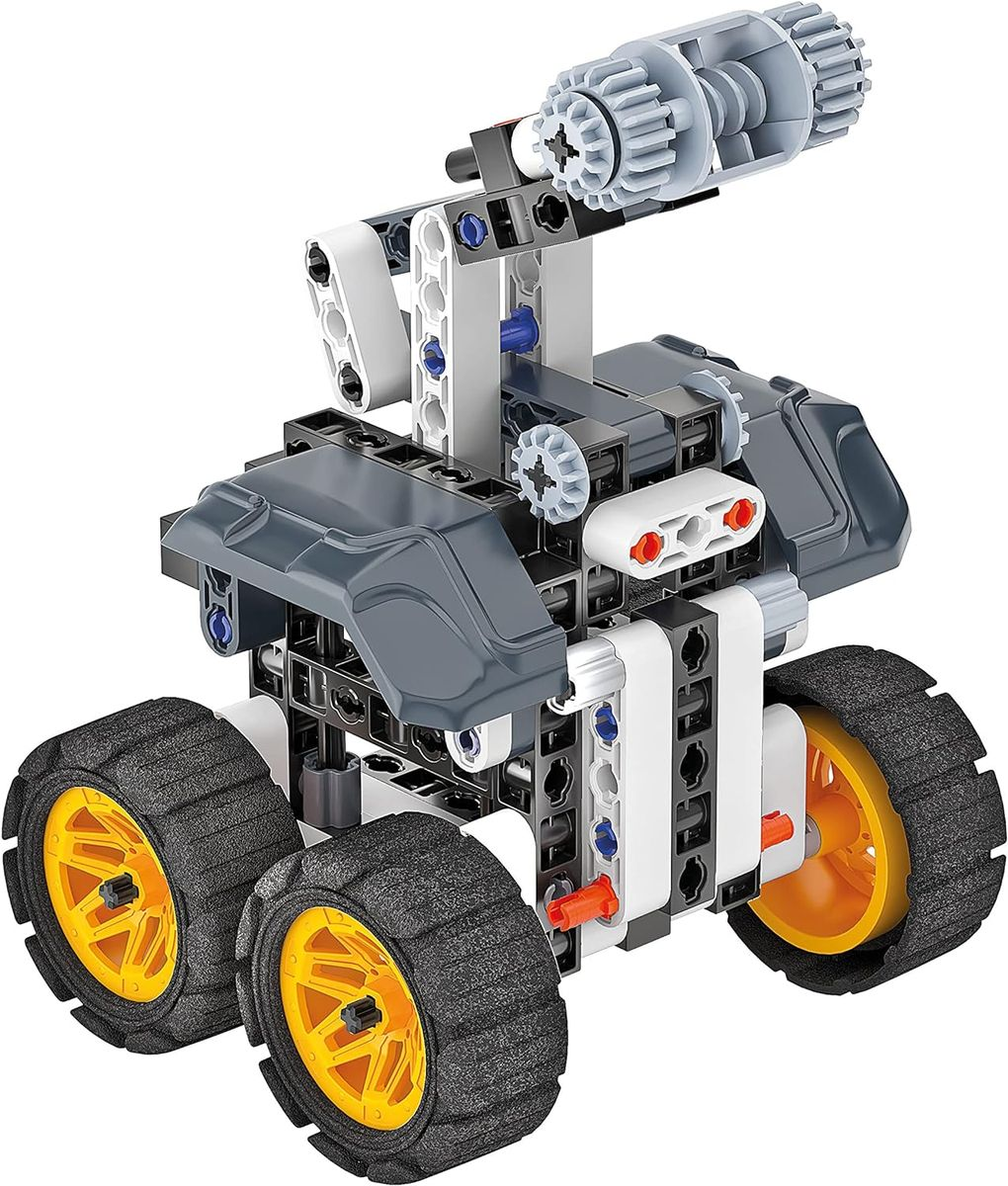 Close-up of Clementoni Mars Rover mechanics and gear assembly