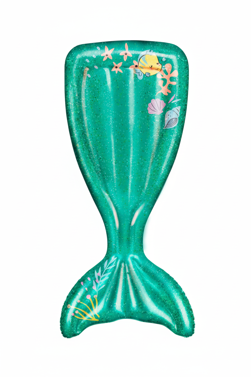 Mermaid tail inflatable pool mattress teal