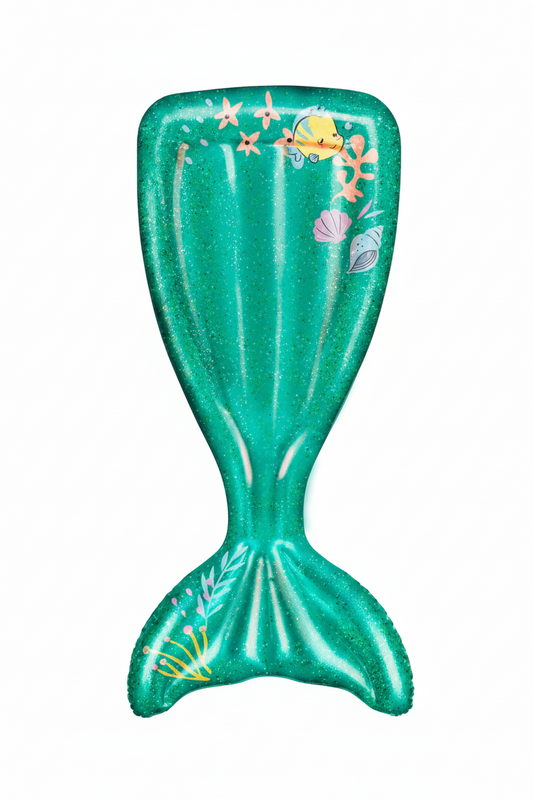 Mermaid tail inflatable pool mattress teal